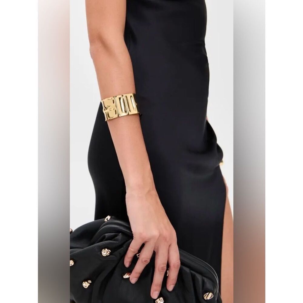Mayamar Gold Hammered Sculpted Wide Cuff Bracelet 24k dipped plating - Picture 2 of 9